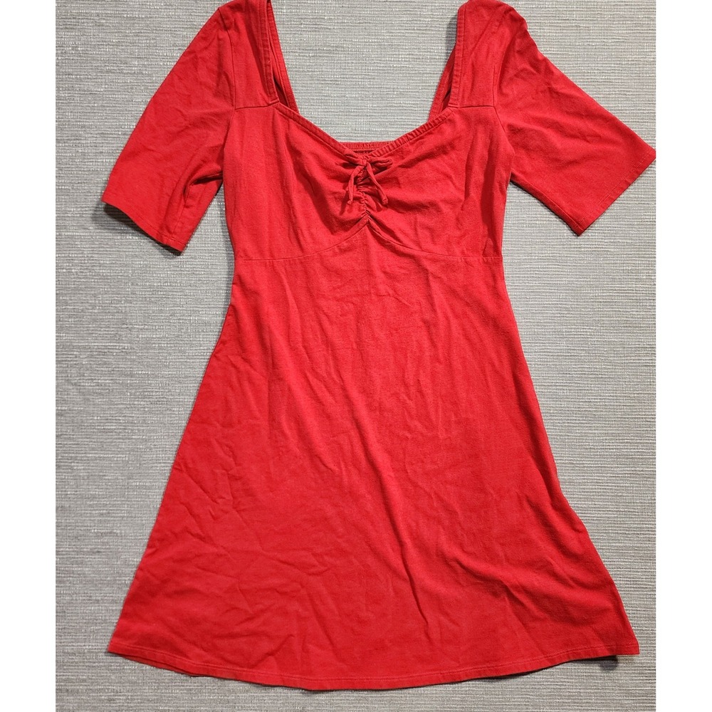 Abercrombie & Fitch Red Sweetheart Tie Front Mini Dress Short Sleeve Medium